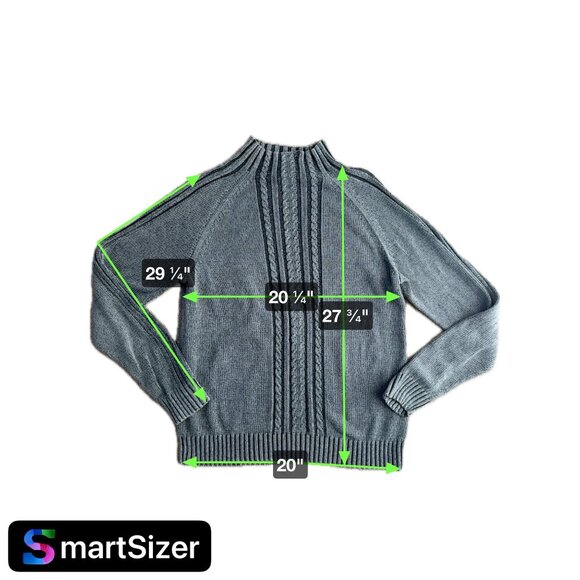 Calvin Klein Cable Knit Sweater L Mock‎ Turtleneck 90s Y2K Vintage Gray Ribbed - Picture 2 of 8